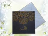 Black Foiled Muslim Square wedding card with White Envelope
